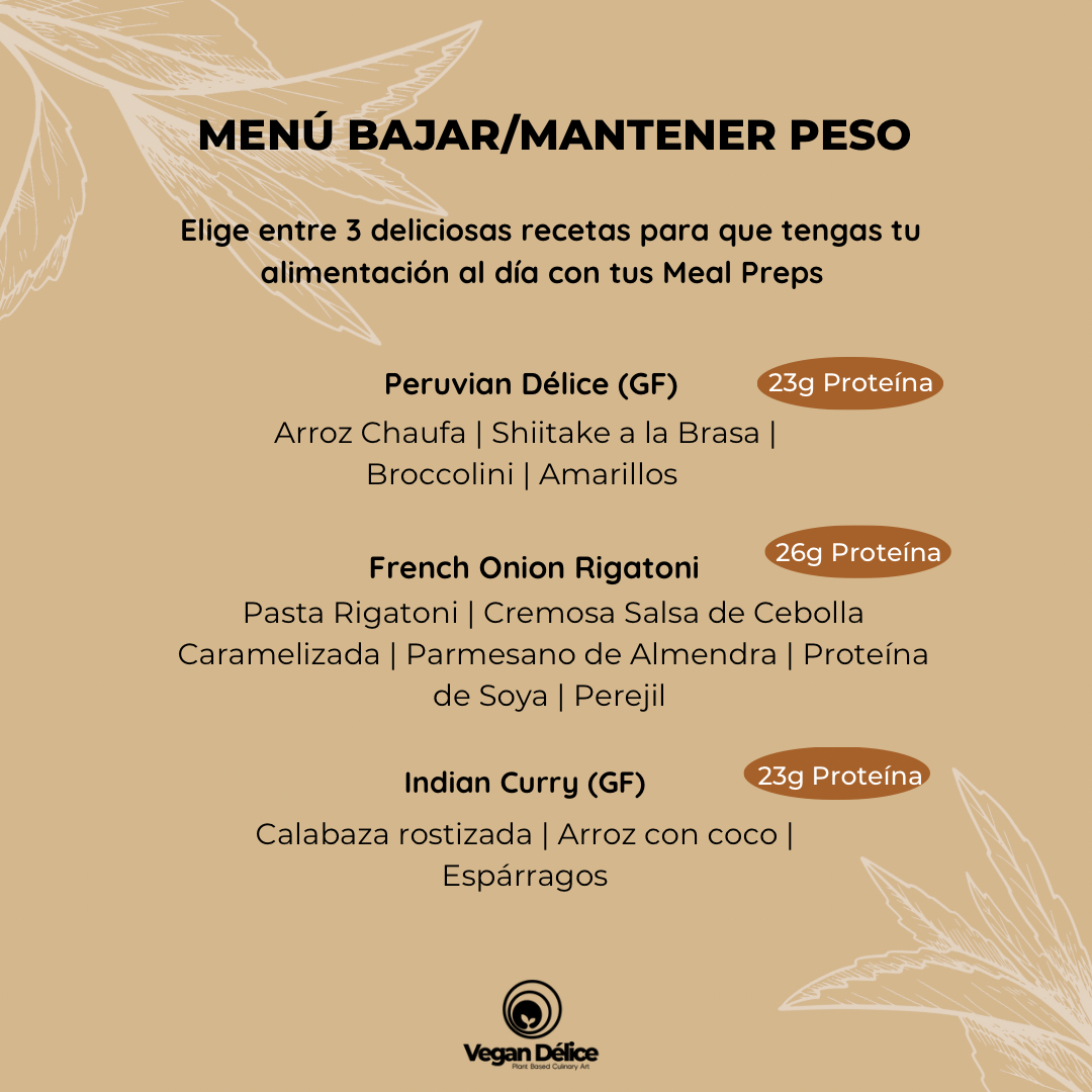 Menú para Bajar de Peso/Mantenerte