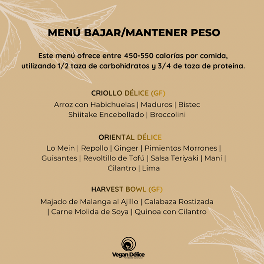 Menú para Bajar de Peso/Mantenerte