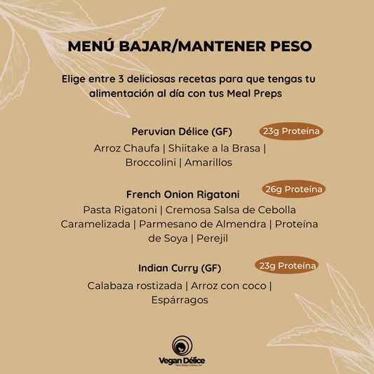 Menú para Bajar de Peso/Mantenerte