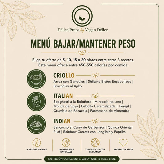 Menú para Bajar de Peso/Mantenerte