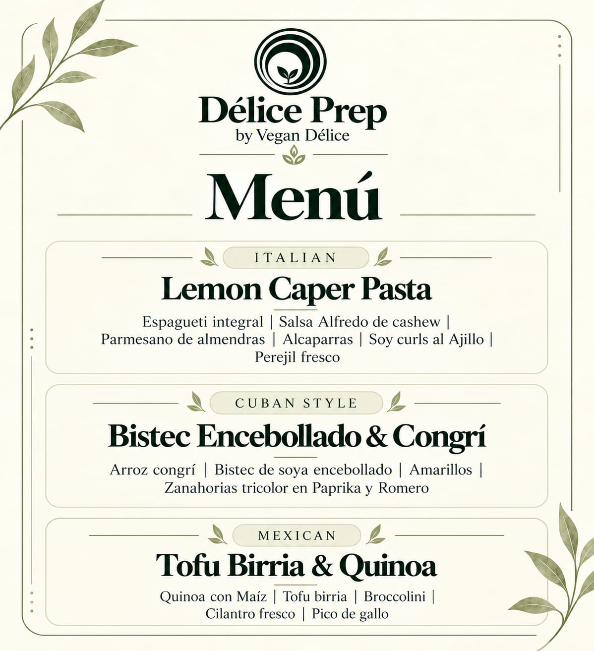 Menú Meal Preps
