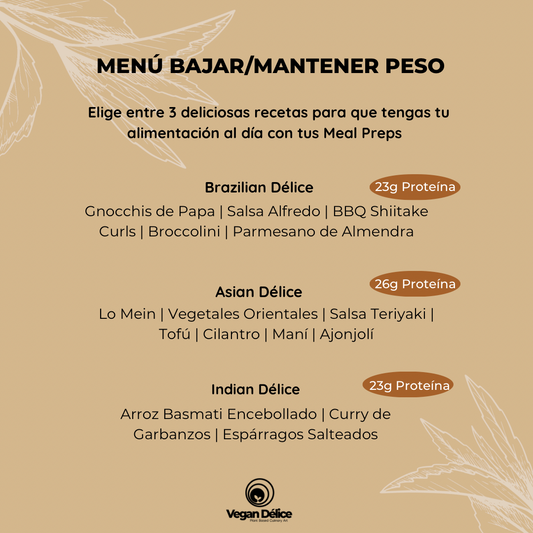 Menú para Bajar de Peso/Mantenerte